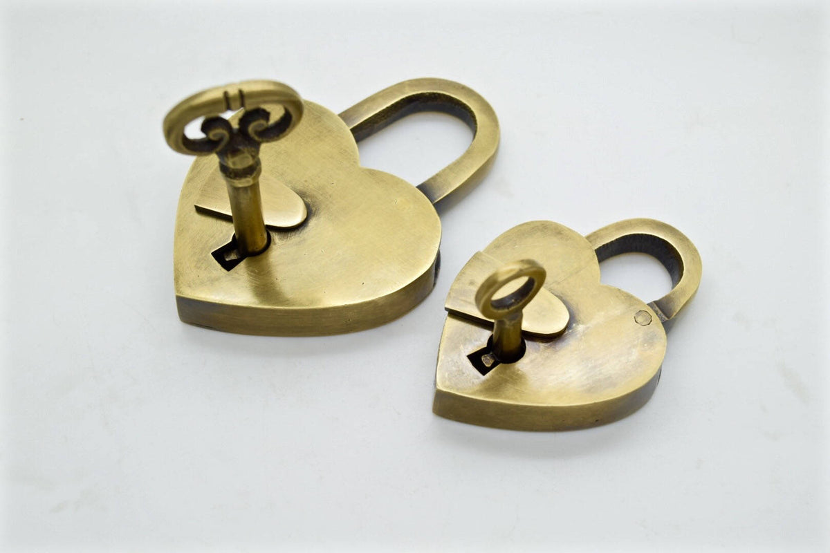 HEART Type Padlock with PARROT - Lock with Key - Brass Made - Working (1871)