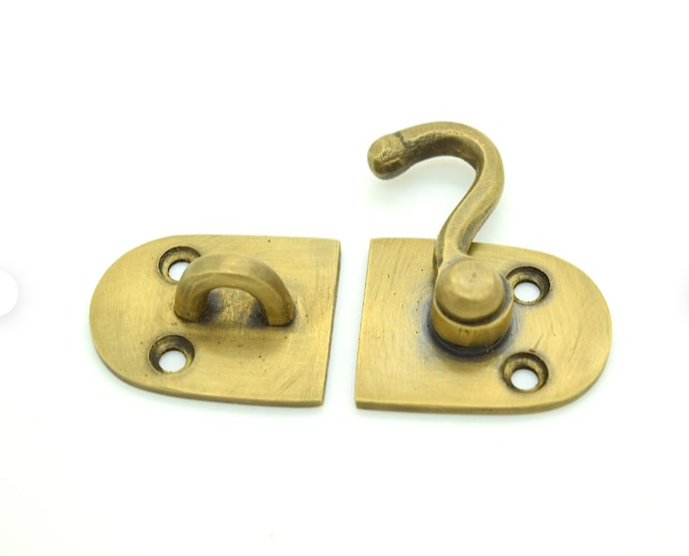 Solid brass hook and eye catch