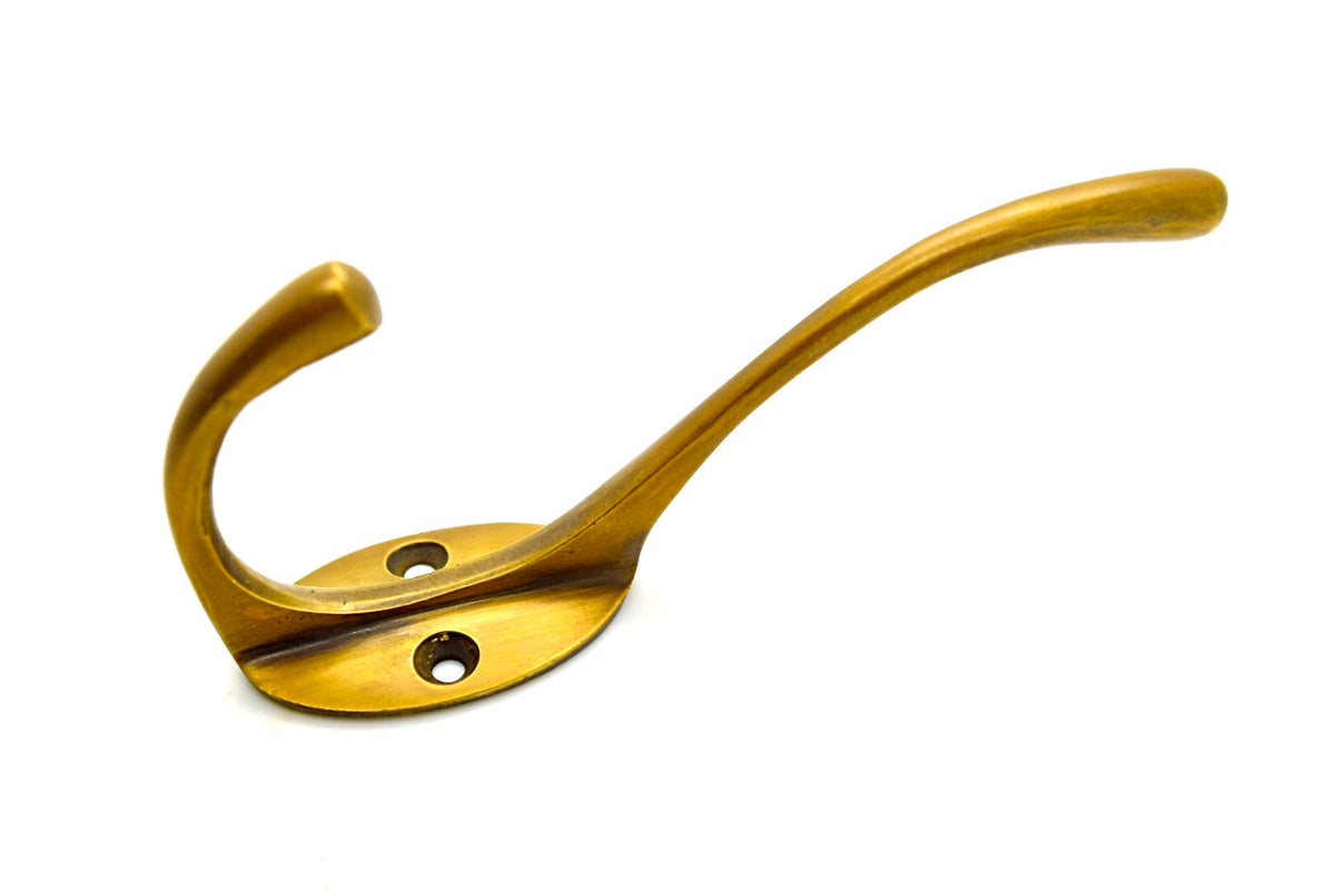 Classic Solid Brass Coat Hook for Doors or Walls from the Foundryman