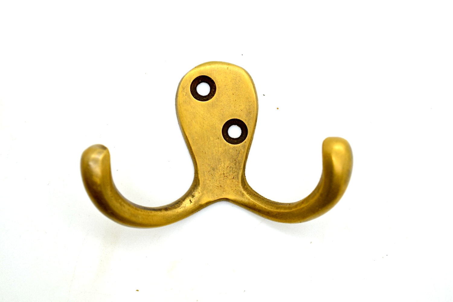 Classical double solid brass wall hook: great for coats or hats.